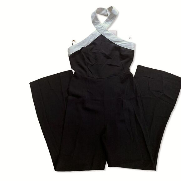 Superdown Laurien Cross Front Jumpsuit Black White Wide Leg NWT $88 Revolve Sz S - Picture 5 of 10